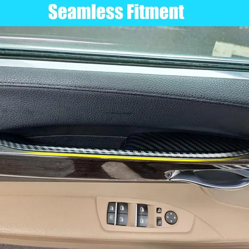 Vista 6 de Jaronx Compatible con cubiertas de tirador de puerta BMW Serie 7, patrón de fibra de carbono fila delantera y trasera 7' F02