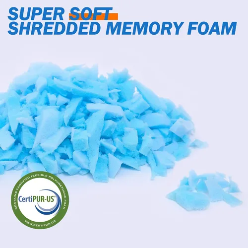 Vista 5 de Relleno de espuma viscoelástica triturada de 5 libras, material de relleno otomano para cojines de sofá, cojines, cama de perro y relleno de puf