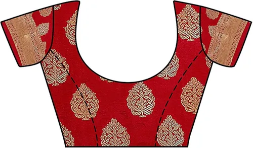 Vista 4 de Indian Hawker Banarasi Art Silk Sari Sari Trabajo Jacquard Fashion Sari Sari con blusa sin costuras