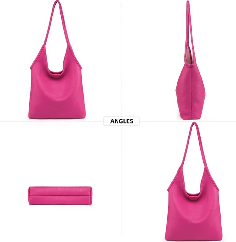 Vista 3 de Montana West Bolsos estilo hobo holgados para mujer, bolsos de hombro suaves de diseñador para mujer, bolso de mano con asa superior