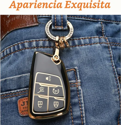 Vista 6 de Compatible para funda de llave de Chevy Silverado - Funda de llave de TPU suave compatible para Chevy Silverado 1500 GMC Sierra 1500 Llave remota