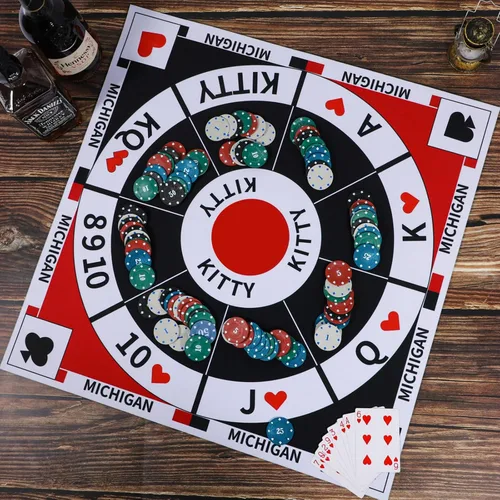 Vista 2 de Michigan Rummy Juego de mesa Tripoley Juego de fieltro plegable Familia Combinación original de Joker Rummy, corazones y póker incluye 2 barajas