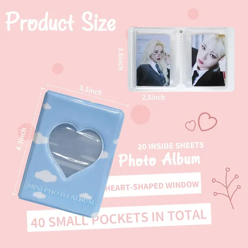 Vista 3 de Mini álbum de fotos de 3 pulgadas para cámara Fujifilm Instax, carpeta de tarjetas fotográficas Kpop, libro con soporte para tarjetas de visita, 40