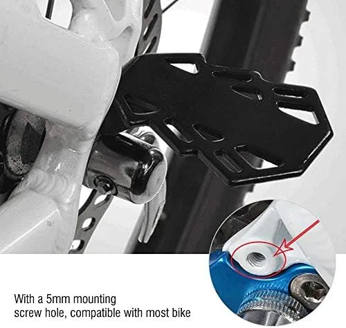 Vista 5 de VGEBY1 Pedal trasero de bicicleta, reposapiés trasero de bicicleta, reposapiés antideslizante de hierro con agujero de 0.197 in para bicicleta