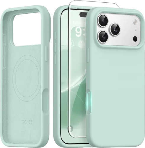 Vista 46 de GONEZ Funda magnética para iPhone 14, compatible con Magsafe, con protector de pantalla + protector de cámara, forro de microfibra antiarañazos