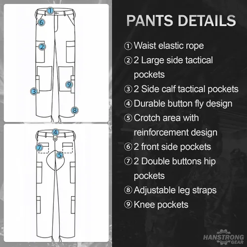 Vista 7 de Militar táctico para hombre caza combate BDU uniforme traje camisa y pantalones con cinturón MC