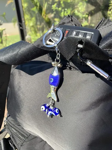 Vista 3 de LUCKBOOSTIUM Evil Eye Keychain & Protection, Evil Eye Car Hanging Ornament, Rear View Mirror Accessories, Home Decor Campanas en cadena Piscis