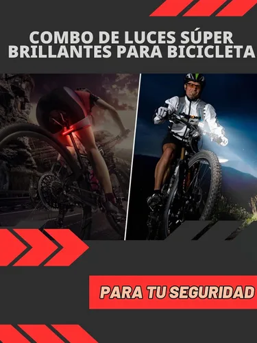 Vista 8 de Luces de bicicleta de alto lúmenes delanteras y traseras para conducción nocturna, 10,000 mAh USB recargable 6 luces LED para bicicleta, 5+5 modos