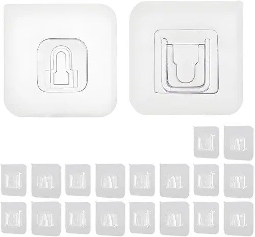 Vista 8 de Paquete de 12 ganchos autoadhesivos resistentes – transparentes, impermeables, ganchos de pared adhesivos para llaves, baño, ducha, exterior, Claro