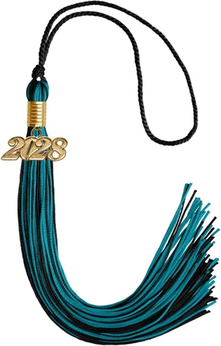 Vista 52 de Endea Graduation - Borla de doble color mixto con fecha dorada (negro/dorado antiguo, 2021)