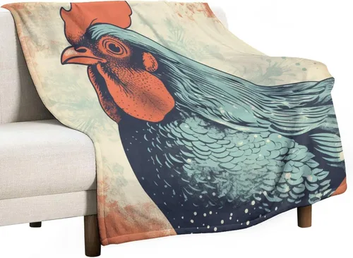 Vista 12 de Manta de gallo con encanto de campo, manta de forro polar de felpa de 30 x 40 pulgadas, manta de franela súper suave para decoración de sofá, cama