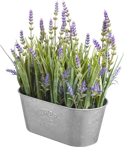 Vista 8 de Haute Decor Lavanda de 10 pulgadas en maceta de metal galvanizado