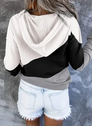 Vista 2 de Dokotoo - Sudaderas con capucha para mujer, con cuello de botón y cordón de ajuste, sudaderas casuales de manga larga