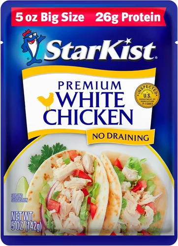 Vista 15 de StarKist - Pollo blanco prémium con 25% menos de sodio, bolsa de 2.6 onzas, paquete de 1 13g Protein Per Serving, Fully Cooked White Meat, Gluten