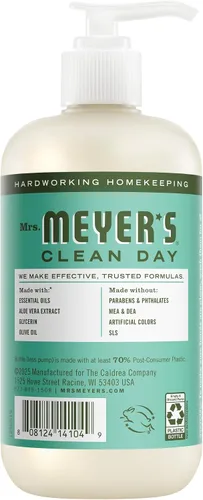 Vista 2 de MRS. MEYER'S Clean Day Jabón de manos, aroma a albahaca, botella de 12.5 onzas líquidas