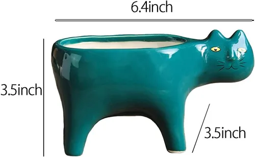 Vista 2 de 123Arts Maceta de cerámica con forma de gato, 2 piezas, maceta suculenta, adorno