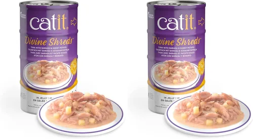 Vista 14 de Catit Divine Shreds in Jelly, adorno prémium para comida para gatos, paquete múltiple de pollo