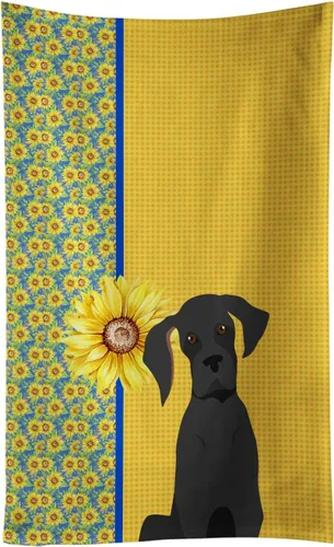 Vista 186 de Caroline's Treasures WDK5313KTWL - Toalla de cocina con diseño de girasoles de verano, color negro y tostado, Airedale Terrier, toalla de mano