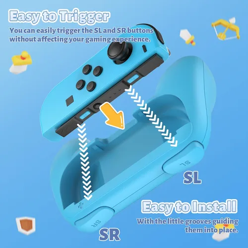 Vista 6 de FASTSNAIL Grips Compatible with Nintendo Switch for Joy Con & OLED Model for Joycon, Wear-resistant Handle Kit Compatible with Joy Cons Controllers