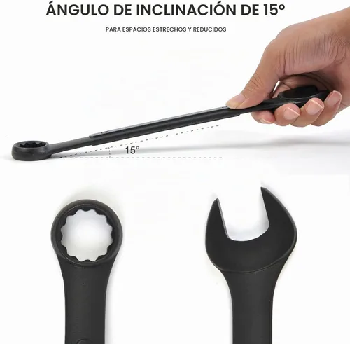 Vista 5 de Juego de 16 piezas de llaves combinadas métricas de 6mm a 32mm con bolsa enrollable