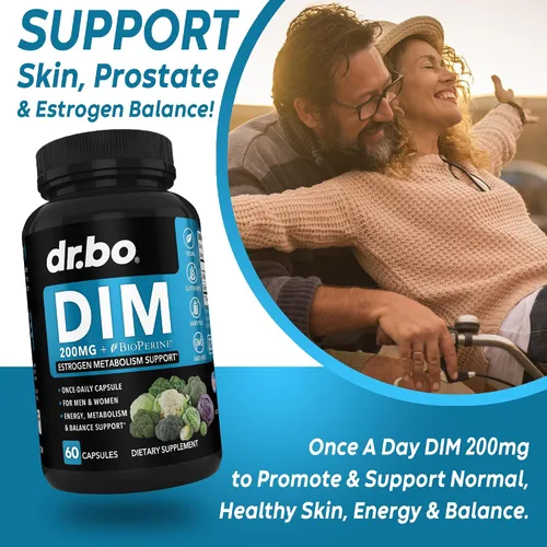Vista 3 de Suplemento DIM para mujeres y hombres 200 mg – Bloqueador de estrógenos andrógenos para hombres y mujeres, píldoras hormonales para el acné