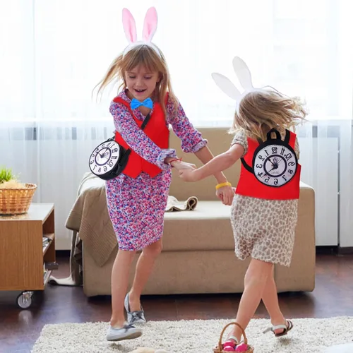 Vista 7 de Keymall Kit de accesorios de disfraz de conejo blanco de Pascua para niños, 4 piezas, diadema de conejo, chaleco, corbatín, accesorios para Pascua