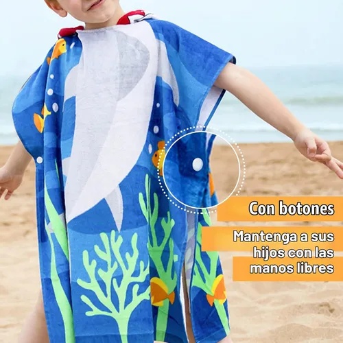 Vista 5 de BANGSAUR Toalla con capucha para niños, para el baño, la playa, toallas de algodón suave, absorbente, para piscina, con capucha, poncho para bebé
