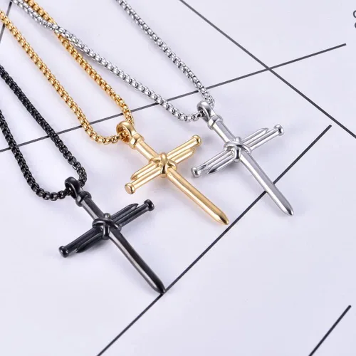 Vista 8 de UM Jewelry - Collar con colgante de cruz de acero inoxidable para mujer y hombre