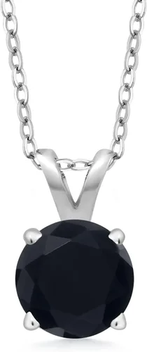 Vista 36 de Gem Stone King Collar con colgante solitario de plata de ley 925 de 0.236 in con piedra natal redonda Collar de 4 puntas para mujer Con cadena