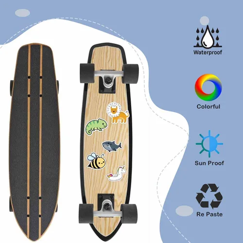 Vista 3 de 200 calcomanías impermeables de animales lindos para adolescentes calcomanías impermeables para laptop botella de agua monopatín motocicleta