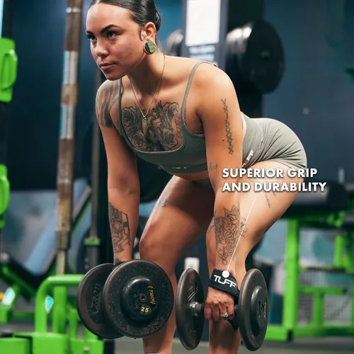 Vista 4 de Tuff Correas de levantamiento - Correas de muñeca para levantamiento de pesas, peso muerto, levantamiento de potencia y entrenamiento de fuerza