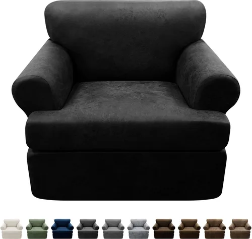 Vista 78 de Fundas para Sillón de 2 Piezas con Cojín en T, Fundas de Aspecto de Cuero para Sofá, Fundas para Sillas, Protector de Muebles Elástico, Funda