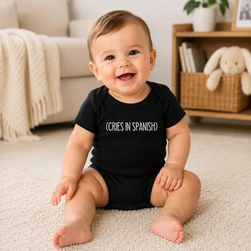 Vista 2 de CBTwear Body infantil divertido para bebé con gritos en español Negro