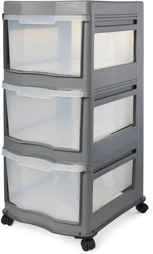 Vista 11 de Life Story Cajones clásicos de almacenamiento de plástico de 3 niveles y organizador con ruedas para uso en el hogar, dormitorio u oficina, Negro