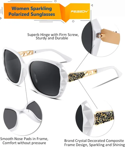 Vista 57 de FEISEDY - gafas de sol polarizadas para mujer, marco compuesto brillante B2289