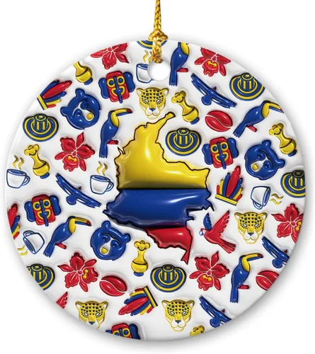 Vista 8 de Lotacy Bandera argentina argentina de Navidad de cerámica 2D impresa adorno con símbolos, decoración del hogar argentina regalos para hombres