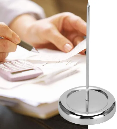 Vista 2 de Hilitand Soporte de notas de papel de varilla recta de acero inoxidable con clip Check Husillo Bill Fork Recibo Factura Spike Stick Holder