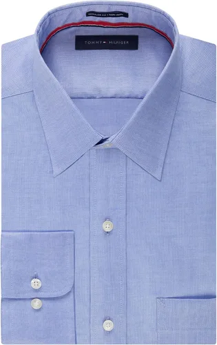 Vista 4 de Tommy Hilfiger Camisa de vestir para hombre, ajuste regular, sin planchado, color liso