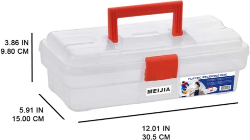 Vista 3 de MEIJIA Caja de almacenamiento portátil de herramientas, organizadores con pestillos plegables (negro y naranja) (12 x 5.9 x 3.94 pulgadas)