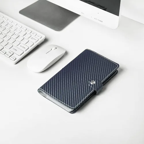 Vista 8 de Organizador de tarjetas de visita, soporte para tarjetas de visita, funda de piel sintética, organizador de tarjetas de identificación con nombre