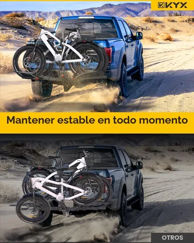 Vista 2 de KYX - Soporte de enganche para bicicleta eléctrica de 220 lb, soporte de enganche para 2 bicicletas estilo plataforma para automóviles, camiones
