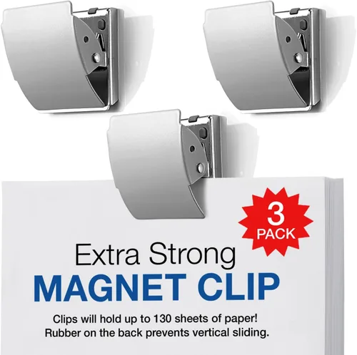 Vista 10 de Clips magnéticos extra fuertes para refrigerador y más, color azul grande, paquete de 3