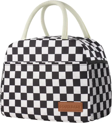 Vista 27 de douyadady Bolsa de almuerzo para mujeres/hombres, fiambrera mujeres/hombres (azul bebé+rayas blancas) Espacioso, ligero, impermeable, resistente
