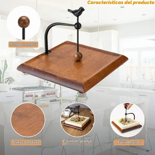 Vista 7 de Servilletero de madera para mesa, servilleteros para servilletas de papel, servilletero plano de madera con mango en forma de pájaro, decoración