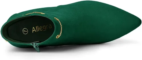 Vista 4 de Allegra K Botines de tacón de aguja con cremallera lateral y punta puntiaguda para mujer