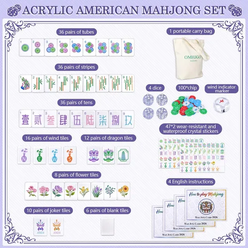 Vista 4 de American Mahjong - Juego de azulejos para amantes de Mah Jong Morado pálido