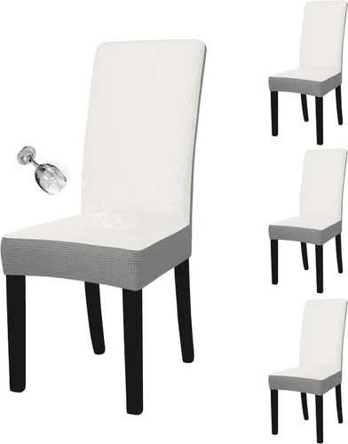Vista 42 de Easy-Going - Juego de 2 fundas para sillas de comedor 100% impermeables, de tela Jacquard elástica, fundas protectoras removibles y lavables