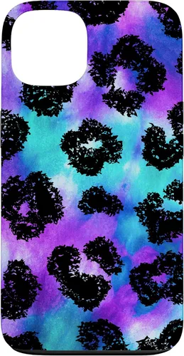 Vista 7 de iPhone 16 Purple Turquoise Black Leopard Tie Dye Print Cheetah Pattern Case
