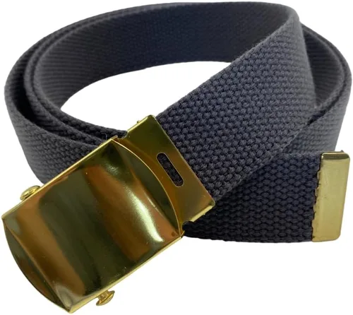 Vista 10 de Cinturón de lona para cinturón, cinturón militar, cinturón de golf, cinturón de uniforme con hebilla de latón y punta de 50 pulgadas de largo