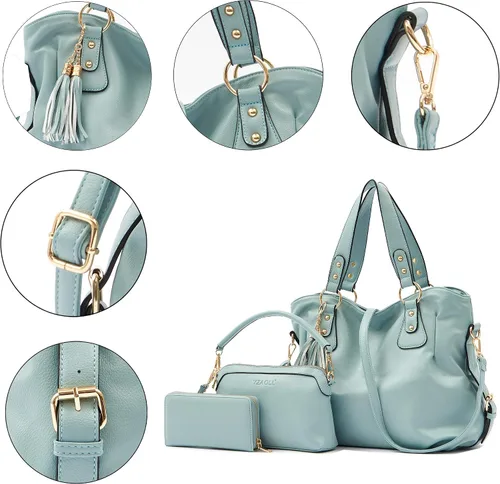 Vista 6 de Purse and Wallet set for Women Large Hobo Bags Female Fashion Tote Shoulder Bags Crossbody Wallets Satchel Purse Set